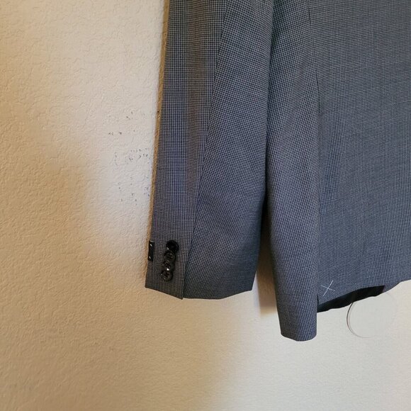 Express Mens 100% Wool Gray Blazer sz 44L Classic Houndstooth 2 Button Front Nwt - Picture 10 of 11